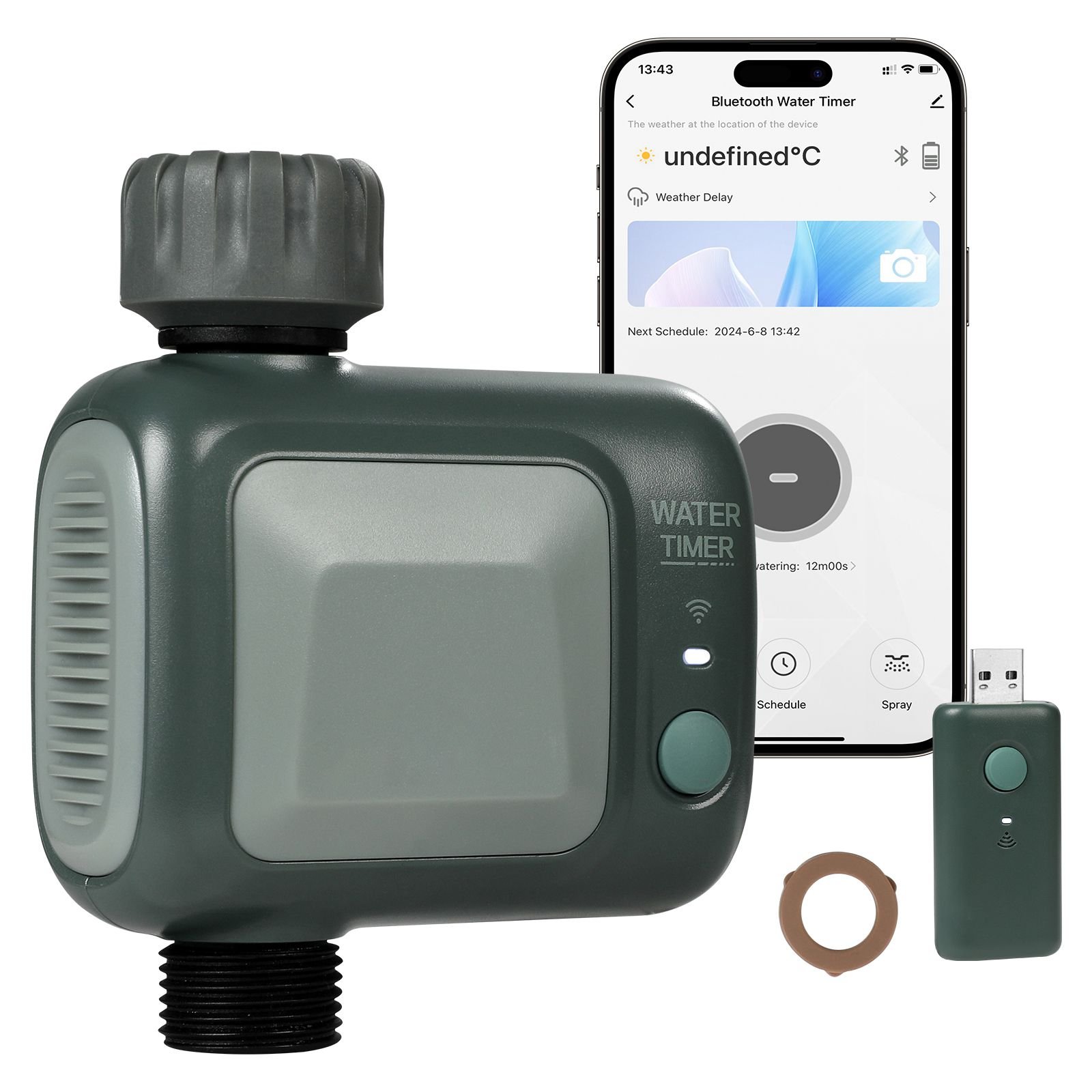 wifi sprinkler timer, single outlet, smart hose faucet water timer with brass inlet, app control via 2.4ghz wifi or bluetooth, voice control with alexa google assistant, ipx6 for yard watering
