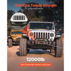 winch mount, winch capacity of 12000 lbs / 5443 kg, trailer hitch winch mount for select jeep wrangler jl/jlu & gladiator jt model (2018 2023), 2 mounting hole design, powder coated steel, black