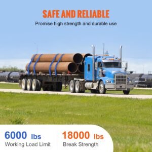 winch straps, 4" x 30', 6000 lbs load capacity, 18000 lbs breaking strength, truck straps with flat hook, flatbed tie downs cargo control for trailers, farms, rescues, tree saver, blue (10 pack)