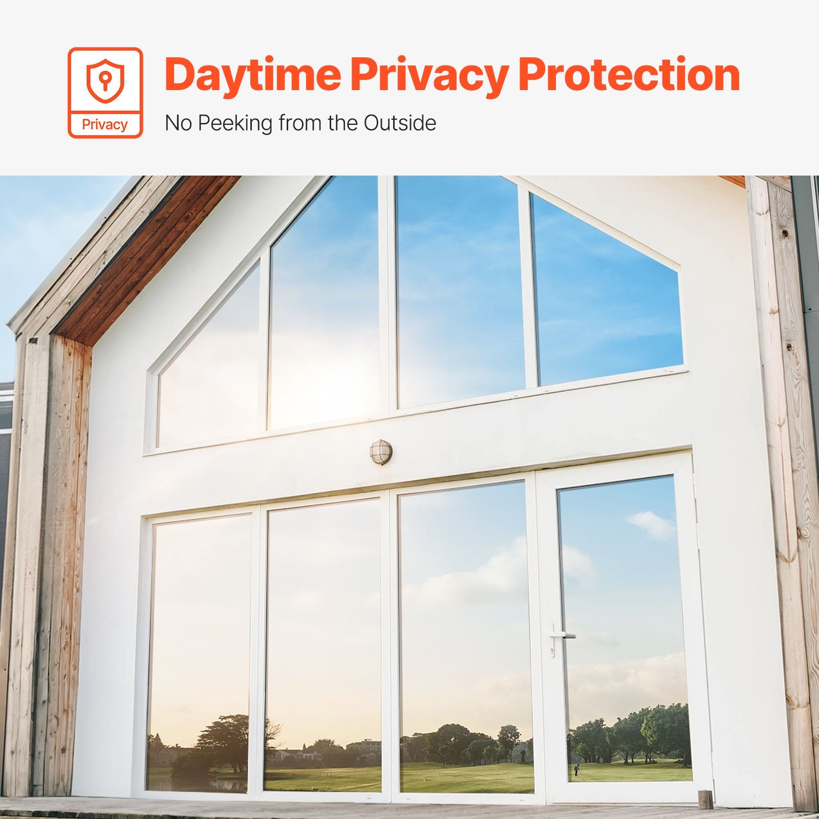 window privacy film, one way window tint, daytime mirror reflective heat control glass, static cling sun blocking see out not in window film for home and office, black silver, 35.4 in x 13.1 ft