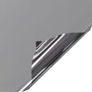 window privacy film, one way window tint, daytime mirror reflective heat control glass, static cling sun blocking, see out not in window film for home and office, black silver, 36 in x 6.5 ft