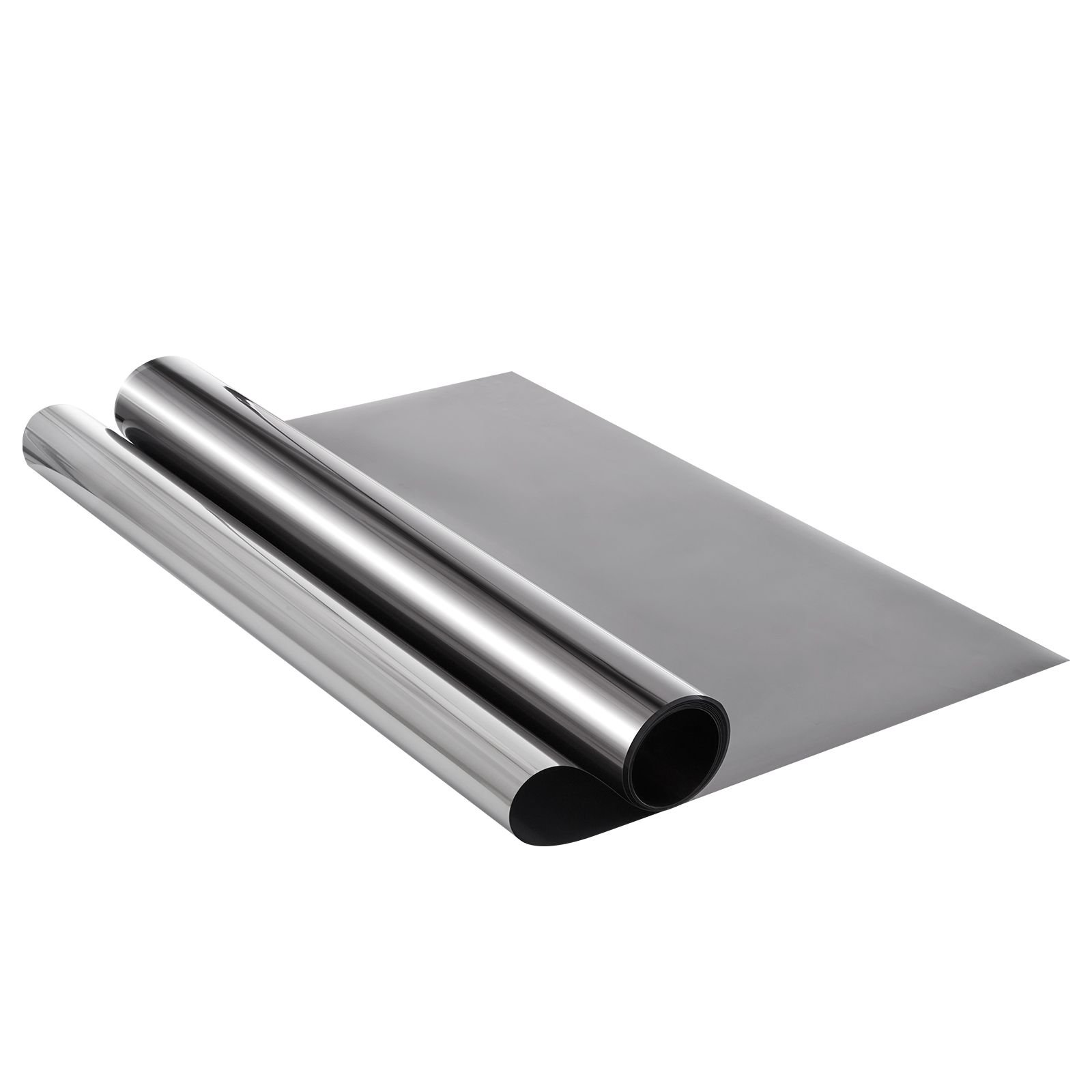 window privacy film, one way window tint, daytime mirror reflective heat control glass, static cling sun blocking, see out not in window film for home and office, black silver, 36 in x 6.5 ft