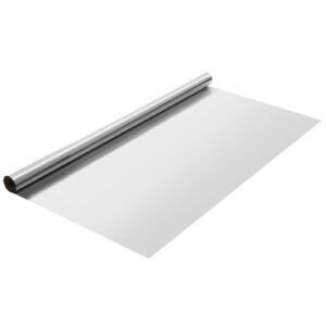 window privacy film, one way window tint, privacy mirror reflective film, sun blocking heat control glass, self adhesive, see out not in window film for home and office, silver, 36 in x 49.3 ft