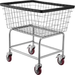 wire laundry cart, 2.8bushel wire laundry basket with wheels, 26.7''x21.7''x26.4'' commercial wire laundry basket cart, steel frame with chrome finish, 4" casters, wire basket cart for laundry