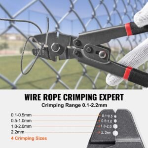wire rope crimping tool and cutter up to 2.2mm wire cable crimps, 1/64" 3/32" crimping loop sleeve kit and 160pcs aluminum buckles, fishing crimping tool wire rope thimbles kit