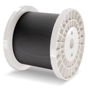 wire rope kit, 1/8" 500 ft 316 stainless steel cable with cutter and gloves, 1600 lbs breaking strength, 7x7 strands core marine aircraft grade for handrail stair decking fence outdoors, black