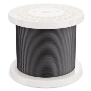 wire rope kit, 1/8" 500 ft 316 stainless steel cable with cutter and gloves, 1600 lbs breaking strength, 7x7 strands core marine aircraft grade for handrail stair decking fence outdoors, black
