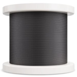 wire rope kit, 1/8" 500 ft 316 stainless steel cable with cutter and gloves, 1600 lbs breaking strength, 7x7 strands core marine aircraft grade for handrail stair decking fence outdoors, black