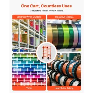 wire spool rack, 11 rods, multi spool wire rack dispenser, cable caddy with wheels, cable holder with storage tray for wiring storage, for electrical, industrial & retail use, working efficiency