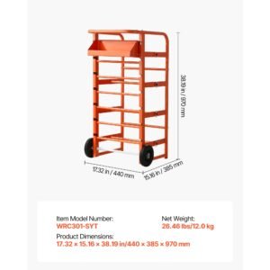 wire spool rack, 11 rods, multi spool wire rack dispenser, cable caddy with wheels, cable holder with storage tray for wiring storage, for electrical, industrial & retail use, working efficiency