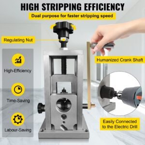 wire stripping machine, 0.06 1.57 inches drill powered, manual copper stripper w heat treated steel ultra long lasting blade, compact & portable for scrap cable peeling recycling
