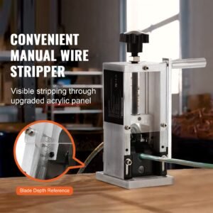 wire stripping machine,wire stripper with hand crank or drill powered,0.06'' 1.18'' copper wire stripper,visible stripping depth reference,portable aluminum frame wire peeler