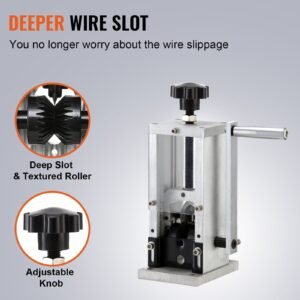 wire stripping machine,wire stripper with hand crank or drill powered,0.06'' 1.18'' copper wire stripper,visible stripping depth reference,portable aluminum frame wire peeler