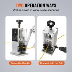 wire stripping machine,wire stripper with hand crank or drill powered,0.06'' 1.18'' copper wire stripper,visible stripping depth reference,portable aluminum frame wire peeler