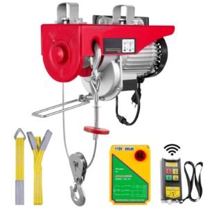 Wireless Electric Hoist, 440 lbs 110V Electric Steel Wire Winch with Wireless Remote Control, 40ft Single Cable Lifting Height & Pure Copper Motor, for Garage Warehouse Factory