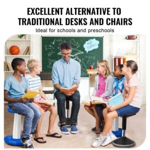 wobble chair, height adjustable (15.7 21.7") active chair, flexible seating wobble stool made of pvc+abs improves focus & posture, ideal for schools, office and home, age 12 18, black