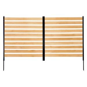 Wood Privacy Fence, 38" W x 42" L, 2-Panel Slatted Air Conditioner Fence Screen, Pool Equipment Enclosure with Metal Stakes, Easy DIY Installation, Outdoor Trash Can Hider for Garden Decoration