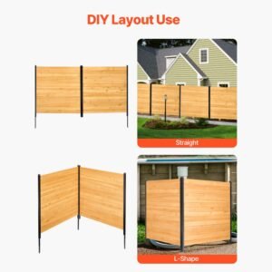 wood privacy fence, 38" w x 42" l, 2 panel solid air conditioner fence screen, pool equipment enclosure with metal stakes, easy diy installation, outdoor trash can hider for garden decoration