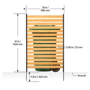 wood privacy fence, 39" w x 61" l, 1 panel air conditioner fence screen, pool equipment enclosure with metal stakes, easy diy installation, outdoor trash can hider for garden decoration