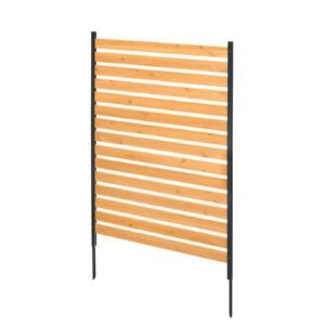 wood privacy fence, 39" w x 61" l, 1 panel air conditioner fence screen, pool equipment enclosure with metal stakes, easy diy installation, outdoor trash can hider for garden decoration