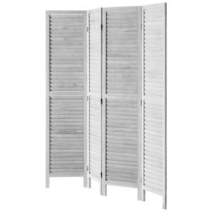 wood room divider, 4 panel folding privacy screen, 66.9 inches tall indoor wooden partition, portable decoration screen, for room separation, home, office, restaurant & bedroom (light grey)