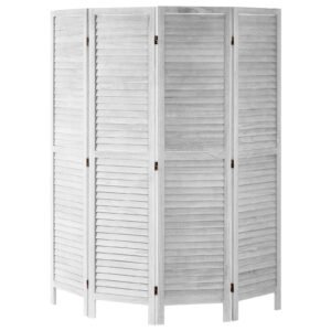 wood room divider, 4 panel folding privacy screen, 66.9 inches tall indoor wooden partition, portable decoration screen, for room separation, home, office, restaurant & bedroom (light grey)