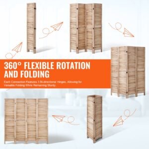 wood room divider, 4 panel wood folding privacy screen, 66.9 inches tall indoor louvered wooden partition, portable decoration screen, for room separation, home, office, restaurant & bedroom