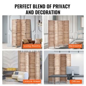 wood room divider, 4 panel wood folding privacy screen, 66.9 inches tall indoor louvered wooden partition, portable decoration screen, for room separation, home, office, restaurant & bedroom