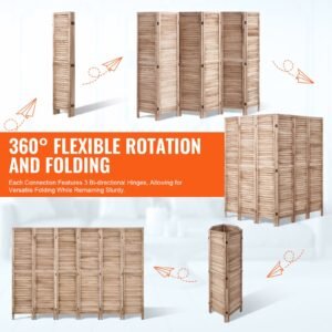 wood room divider, 6 panel wood folding privacy screen, 66.9 inches tall indoor louvered partition divider, portable decoration screen, for room separation, home, office, restaurant & bedroom
