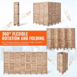 wood room divider, 8 panel wood folding privacy screen, 66.9 inches tall indoor louvered partition divider, portable decoration screen, for room separation, home, office, restaurant & bedroom