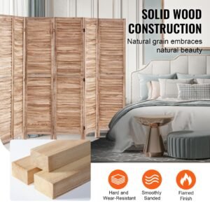 wood room divider, 8 panel wood folding privacy screen, 66.9 inches tall indoor louvered partition divider, portable decoration screen, for room separation, home, office, restaurant & bedroom