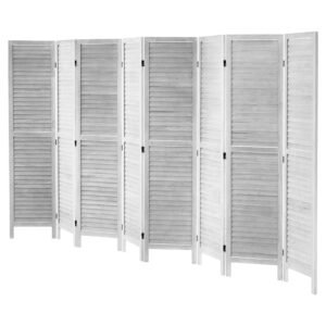 wood room divider, 8 panel wood folding privacy screen, 66.9 inches tall indoor louvered wooden partition, portable decoration screen, for room separation, home, office, restaurant & bedroom