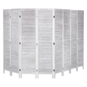 wood room divider, 8 panel wood folding privacy screen, 66.9 inches tall indoor louvered wooden partition, portable decoration screen, for room separation, home, office, restaurant & bedroom