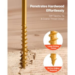 wood screws 350 pcs, #10 x 3 inch anti rust coated, exterior deck screw torx/t25 star drive, metal rust resistant outdoor decking screws with 2 screw connectors, for decking fencing framing