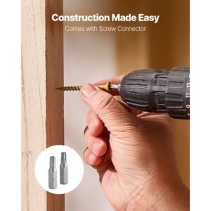 wood screws 350 pcs, #8 x 2 inch anti rust coated, exterior deck screw torx/t25 star drive, metal rust resistant outdoor decking screws with 2 screw connectors, for decking fencing framing