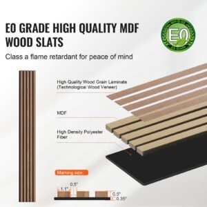 wood slat acoustic panels, 7.9 x 94.5 inch, mdf accent wooden wall panels for modern interior wall, faux wood wall board panels for stylish decor and noise reduction, walnut
