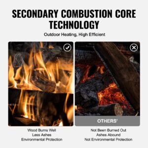 wood stove, 86 inch, alloy steel camping tent stove, portable wood burning stove with chimney pipes & gloves, 1400in³firebox hot tent stove for outdoor cooking and heating with 8 pipes