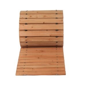 wooden garden pathway, 24 ft l x 17 in w, non slip straight garden walkway, roll out cedar outdoor walkway path with wire rope connection, decorative garden paver for backyard wedding party