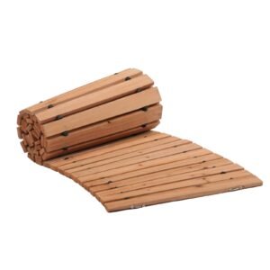 wooden garden pathway, 8 ft x 17 in, non slip curved garden walkway, roll out cedar outdoor walkway path with wire rope connection, decorative lawn paver for backyard boardwalk wedding party
