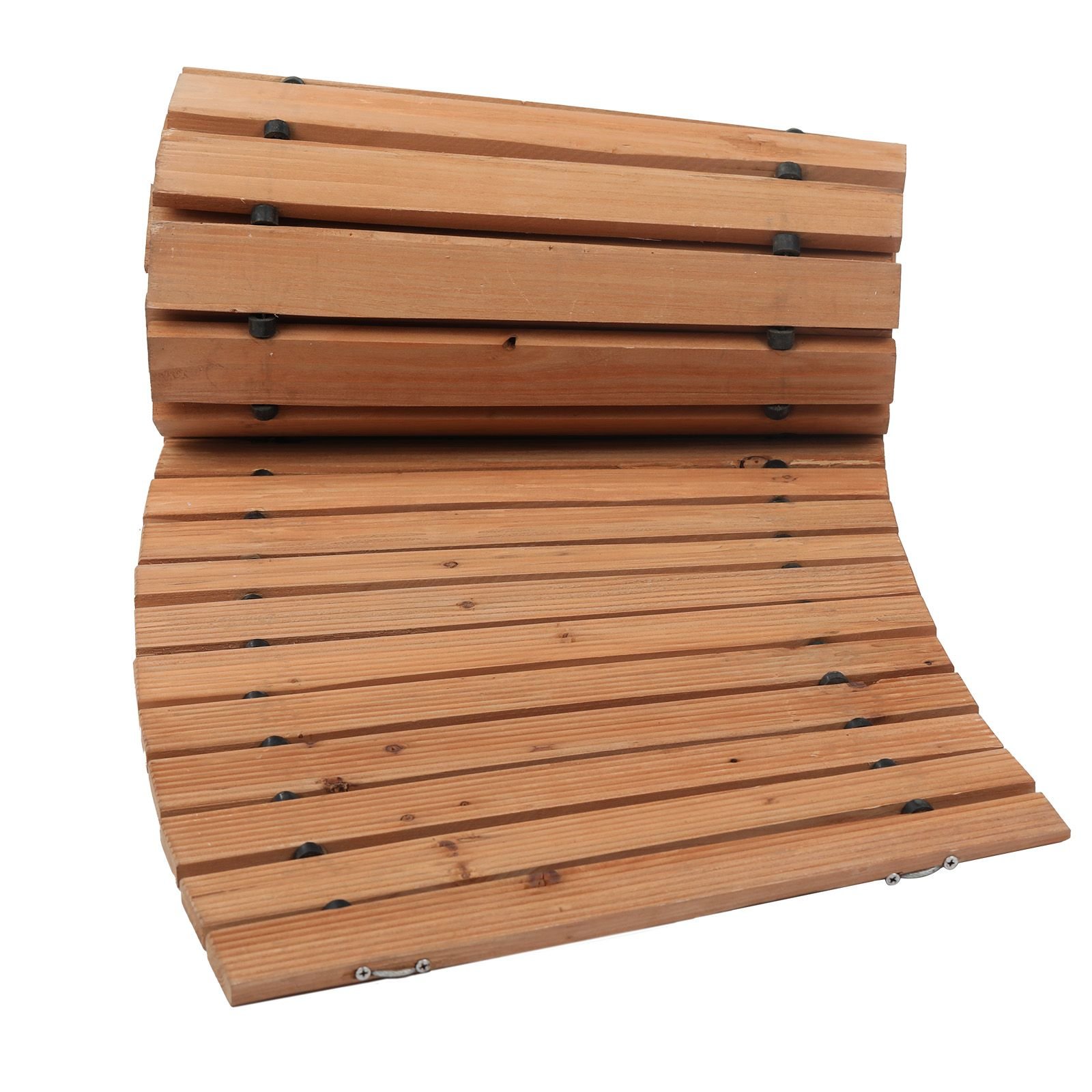 wooden garden pathway, 8 ft x 17 in, non slip curved garden walkway, roll out cedar outdoor walkway path with wire rope connection, decorative lawn paver for backyard boardwalk wedding party