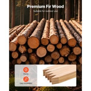 wooden garden stakes, 25 pcs 24 x 0.5 x1.5 in survey grading stakes, garden ground stake with sharp point, fir wood plant support stake, sign posts for silt fence backyard boundaries baselines