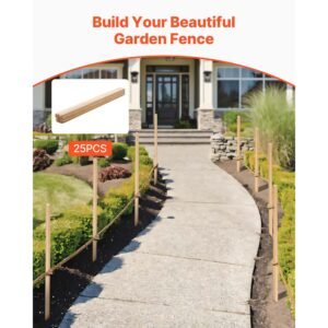 wooden garden stakes, 25 pcs 48x0.75x0.75 in survey grading stakes, garden ground stake with sharp point, fir wood plant support stake, sign posts for silt fence backyard boundaries baselines