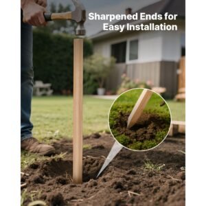 wooden garden stakes, 25 pcs 48x0.75x0.75 in survey grading stakes, garden ground stake with sharp point, fir wood plant support stake, sign posts for silt fence backyard boundaries baselines