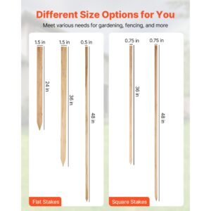 wooden garden stakes, 50 pcs 36x0.75x0.75 in survey grading stakes, garden ground stake with sharp point, fir wood plant support stake, sign posts for silt fence backyard boundaries baselines