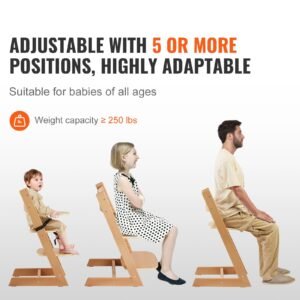 Wooden High Chair for Babies & Toddlers, Convertible Adjustable Feeding Chair, Eat & Grow High Chair with Tray, Grow with Kid Portable Baby Dining Booster Seat, Beech Wood Toddler Chair, Natural