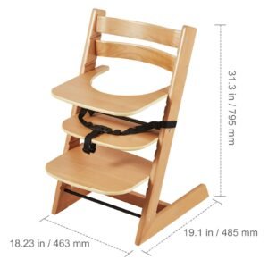 wooden high chair for babies & toddlers, convertible adjustable feeding chair, eat & grow high chair with tray, grow with kid portable baby dining booster seat, beech wood toddler chair, natural