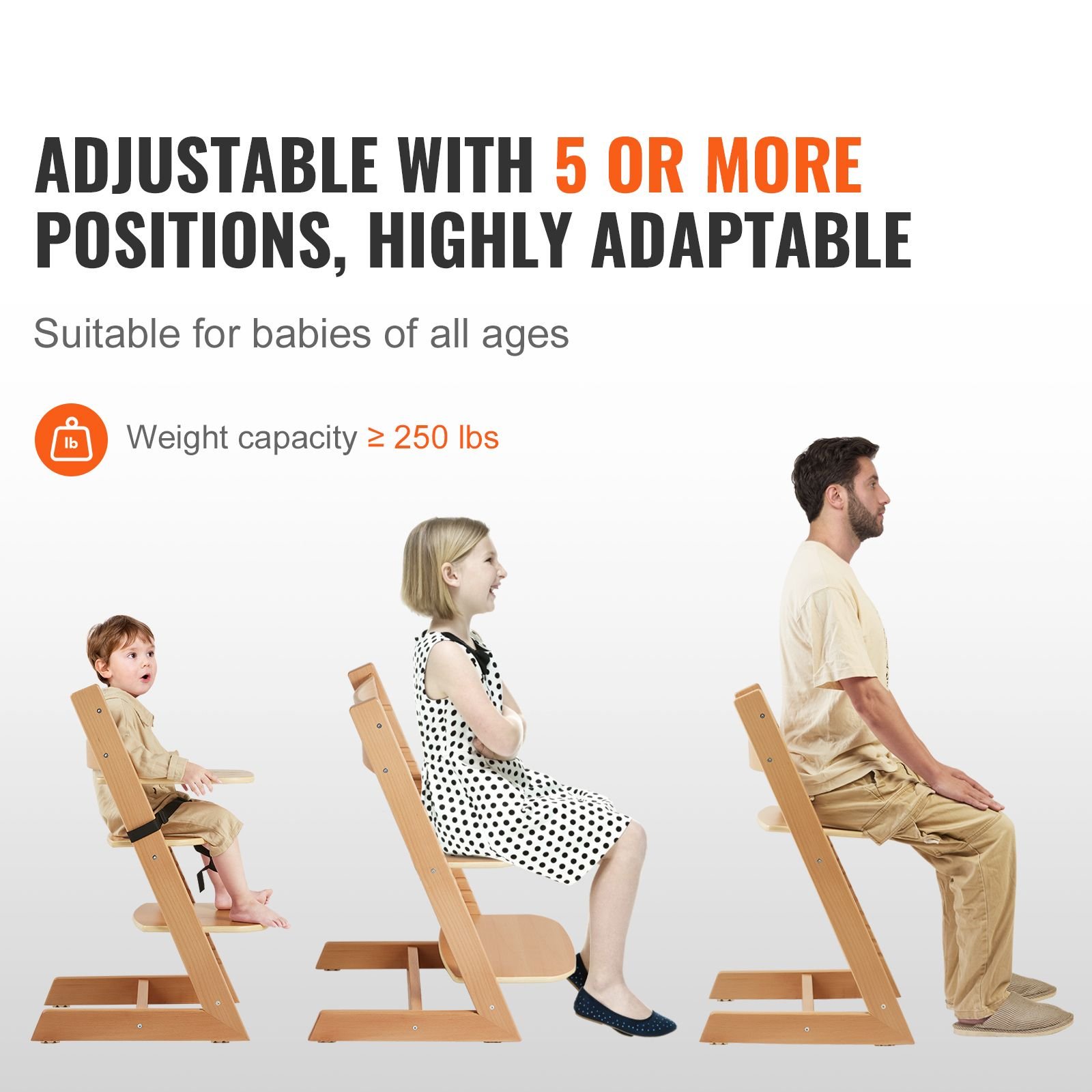wooden high chair for babies & toddlers, convertible adjustable feeding chair, eat & grow high chair with tray, grow with kid portable baby dining booster seat, beech wood toddler chair, natural