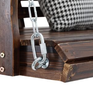 wooden porch swing 4.5 ft, patio bench swing for courtyard & garden, upgraded 880 lbs strong load capacity, heavy duty swing chair bench with hanging chains for outdoors, carbonized brown