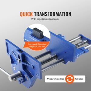 woodworking vise, 13 inch woodworking bench vise, heavy duty cast iron vice for workbench 10.6" jaw width, with quick release lever for woodworking, cutting, and drilling