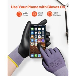 work gloves 12 pairs touch screen nitrile coated garden construction gloves